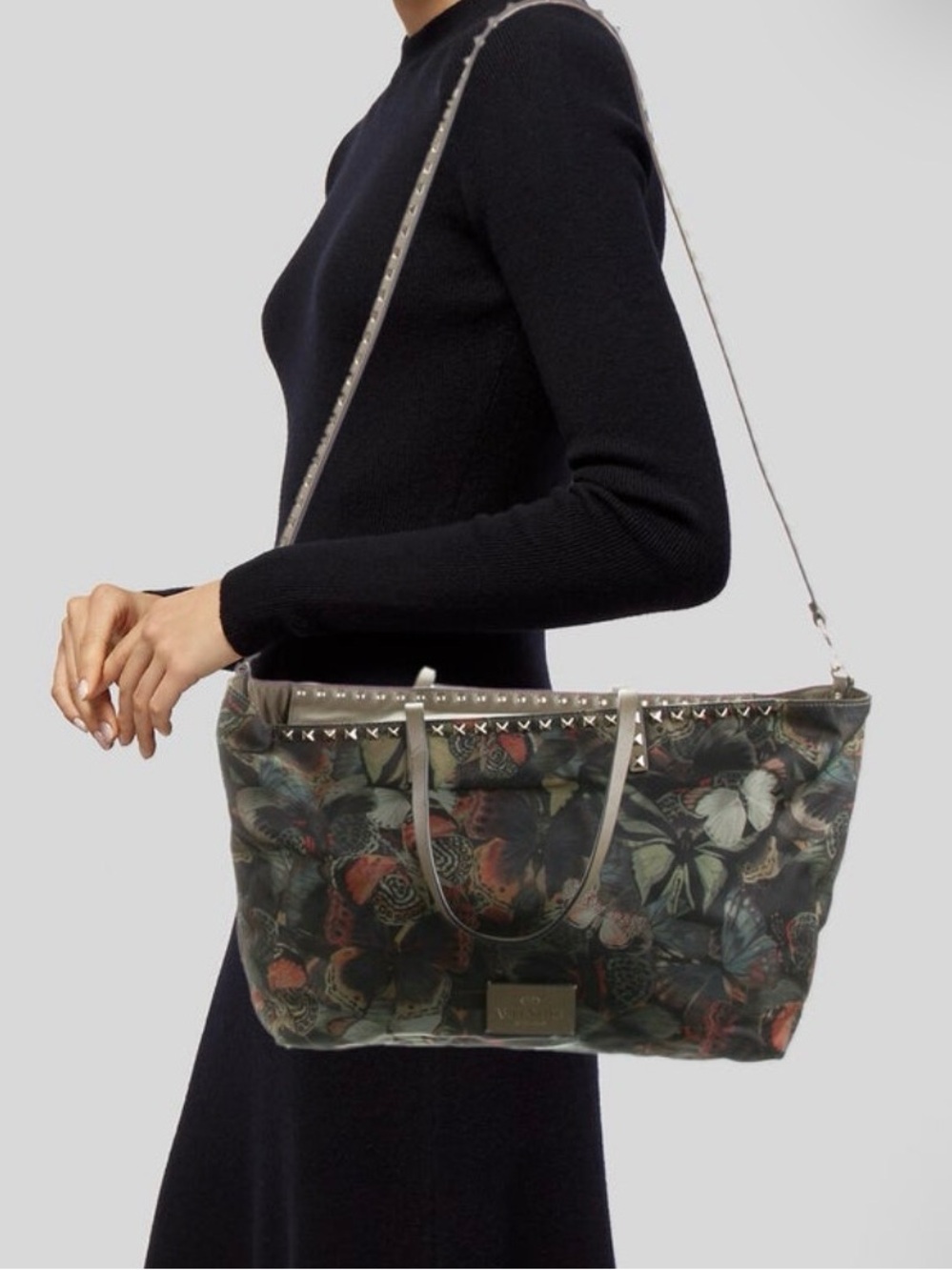 RARE Valentino Olive Butterfly Tote with matching guitar strap & wallet